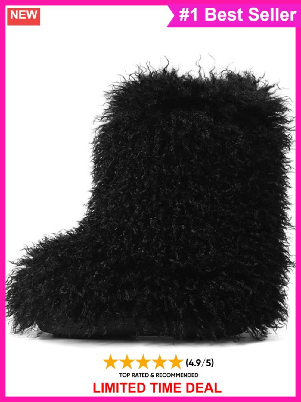 Faux Fur Mid-Calf Snow Boots Fluffy Winter Slip-On Women